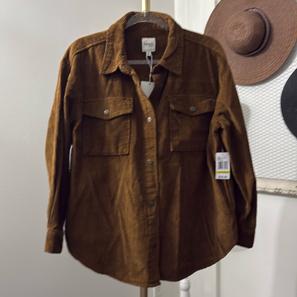Kensie Jackets & Blazers - NWT Kensie Jeans Cognac Brown Shacket Corduroy Pockets Medium